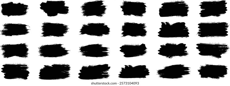 Set of grunge black paint, ink brush strokes. brush collection isolated on white background. Vector illustration.