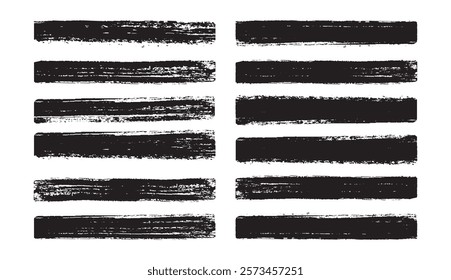 Set of grunge black paint, ink brush strokes. Trendy brush stroke for black ink paint, grunge backdrop, dirt banner, watercolor design and dirty texture. vector illustration.