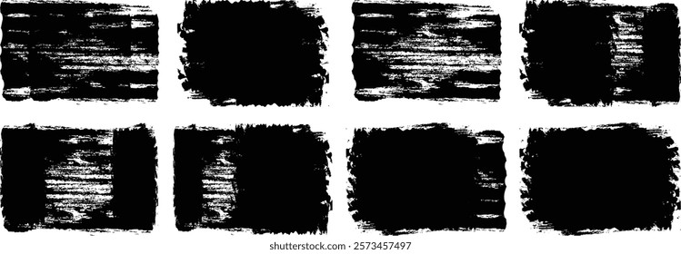  Set of grunge black paint, ink brush strokes. brush collection. Trendy brush stroke for black ink paint, grunge background, watercolor design and dirty texture.