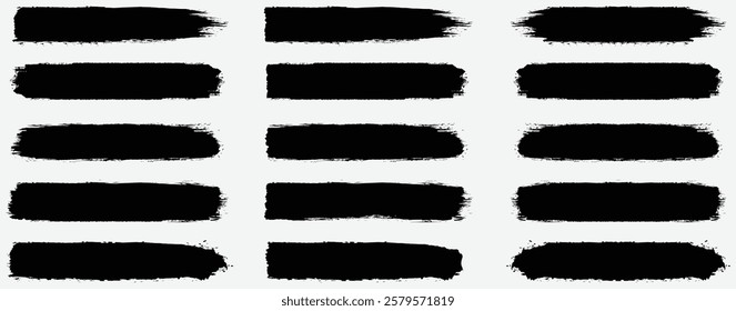 Set of grunge black paint, ink brush strokes. brush collection isolated on white background. Trendy brush stroke for black ink paint, grunge backdrop, dirt banner, dirty texture.	