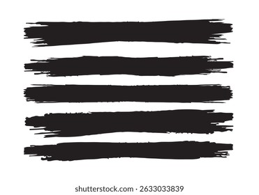 set of grunge black paint, ink brush strokes.Brush lines set. Vector black paint brush spots, highlighter lines or felt-tip pen marker.Brush strokes.