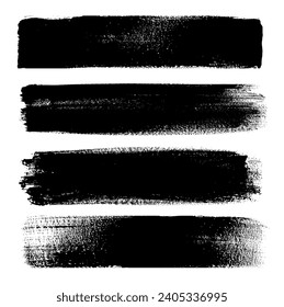 Set of grunge black paint strokes.