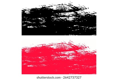 Conjunto de pinceladas negras y rojas del grunge aisladas en el fondo blanco