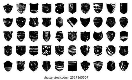 Conjunto de escudos negros grunge, Elementos de Web de Vector, marcos de seguridad