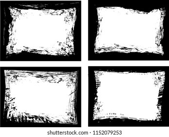 Set of Grunge Black vector Frames . textured rectangles for image