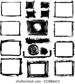 Set of grunge black and white hand drawn frames