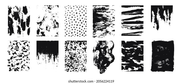 Set of Grunge black and white textures. Overlays. Noisy, dirty abstract backgrounds. Vector old, vintage, monochrome backdrop. Old wall, concrete, grungy surface.