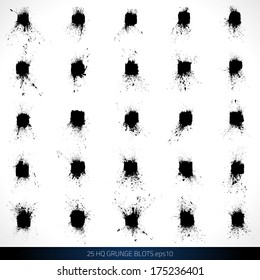 Set of grunge blots. Grunge background. Grunge brushes. Retro background. Grunge texture. Hand drawn. Texture background. Abstract shapes. Decorative elements. Retro elements