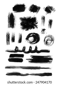 Set of grunge blots. Hand drawn illustration.