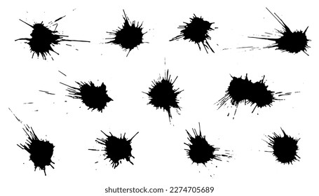 Set of grunge blots. Paint splash. Vector illustration.