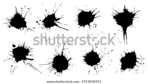 Set of grunge blots, splats. Paint splash.\
Vector illustration.