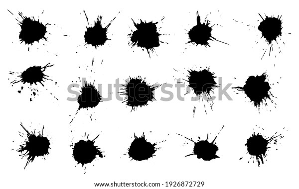 Set of grunge blots, splats. Paint splash.
Vector illustration.