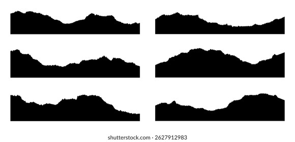 Set of grunge border, divider shapes, black banners with jagged edge vector illustration	