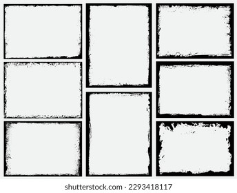 Set of grunge border frames.Grunge framed backgrounds.