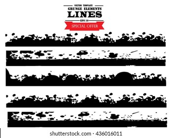 Set of grunge borders. Isolated stock vector design template