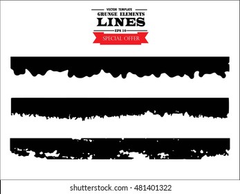 Set of grunge borders. Isolated stock vector design template 