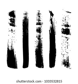 Set of grunge brush. Ink black brush collection on white background vector illustration