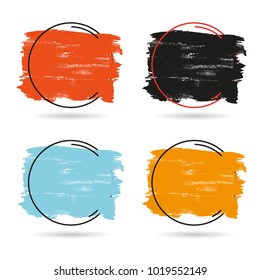 Set grunge brush paint texture design acrylic stroke poster over frame vector. Perfect design for headline, logo and banner.
