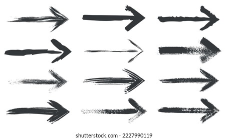 Set of grunge brush stroke arrows.