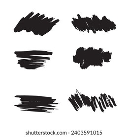 Set of grunge brush stroke hand drawn illustration border vector