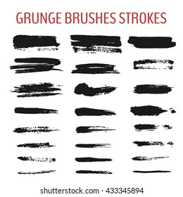 Set of grunge brush stroke. Ink brush. 