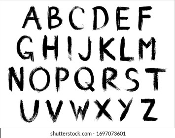 Set of grunge brush stroke letters.