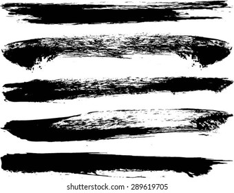 Set of grunge brush strokes