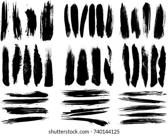 Set of grunge brush strokes  
