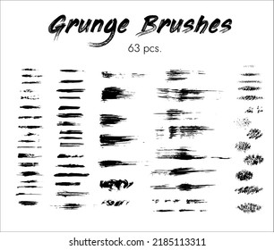 Conjunto de trazos de pincel gruesos de diferente tamaño. Conjunto de pincel de vectores, plantillas de trazos de pincel. Elementos de diseño gruesos.