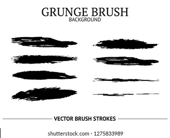 Set of grunge brush strokes. Hand drawn elements isolated on white background