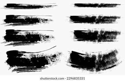 set grunge brush strokes, Set of Hand Drawn Grunge Brush Smears, Hand Drawn Grunge Brush vector, Black and white vector brush strokes collection. white paint spots vector 