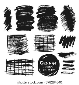 Set of grunge brush strokes. Hand-drawn vector illustration PS10