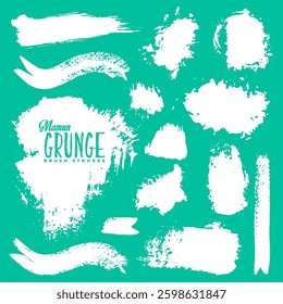 Set of grunge brush strokes Isolated Silhouettes of dirty liquid Set of illustrations