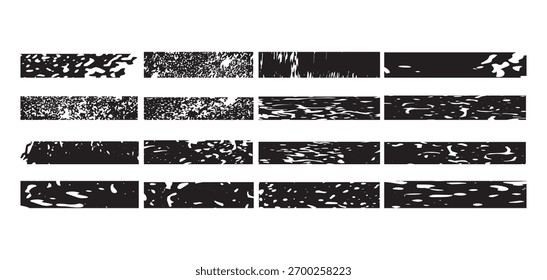 Conjunto de pinceladas grunge, líneas de salpicaduras de pintura y texturas de tinta ideales para fondos creativos, gráficos retro o proyectos artísticos