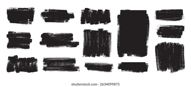 Conjunto de traçados com Pincel Grunge , elementos de design do Pincel Grunge, Textura Grunge desenhada à mão, ilustrador de vetor de planos de fundo de caixa de texto vertical horizontal