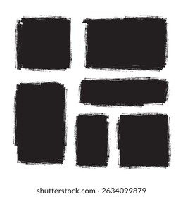 Conjunto de traçados com Pincel Grunge , elementos de design do Pincel Grunge, Textura Grunge desenhada à mão, ilustrador de vetor de planos de fundo de caixa de texto vertical horizontal