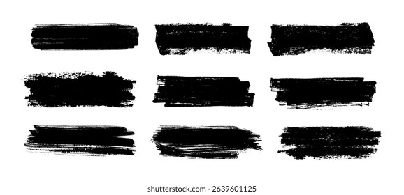 Set of Grunge Brush strokes , Paintbrush Grunge design elements, Hand drawn Grunge texture, horizontal text box backgrounds vector illustrator