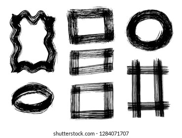 A set of grunge brush strokes. Vector brush stroke illustration