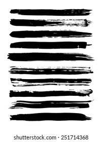 Set of grunge brush strokes. Vector illustration
