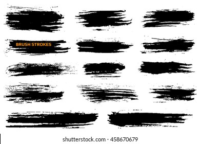 Set of grunge brush strokes. Vector illustration