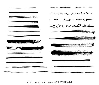 Set of grunge brush strokes. Vector illustration.