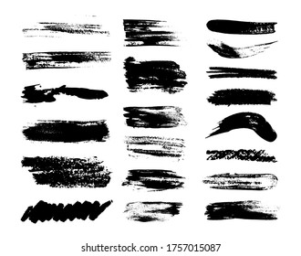 Set of grunge brush strokes.Isolated Silhouettes of dirty liquid. Set of vector illustrations.
