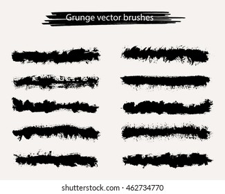 Set of grunge brush strokes.Vector template.