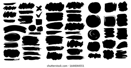 Set of Grunge Brush, Vector Black Paint