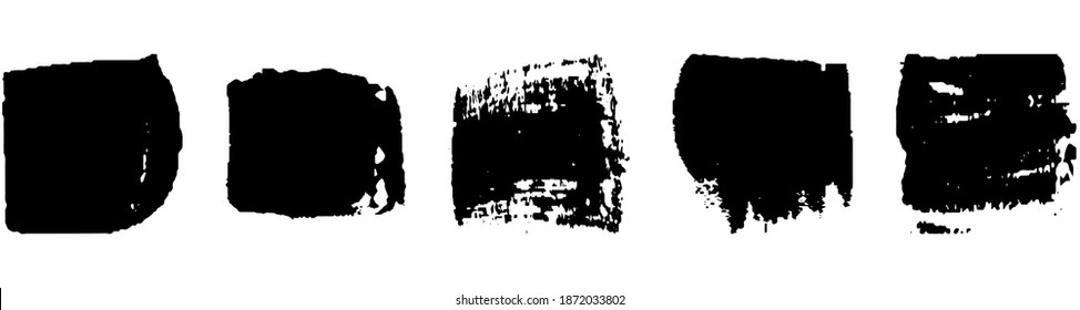 A set of grunge brushes. A collection of ink stains, smudges. Abstract paint strokes isolated on a white background