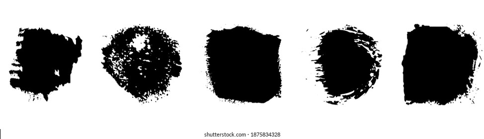 A set of grunge brushes. A collection of ink stains, smudges. Abstract paint strokes isolated on a white background