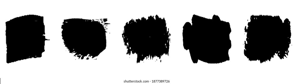 A set of grunge brushes. A collection of ink stains, smudges. Abstract paint strokes isolated on a white background