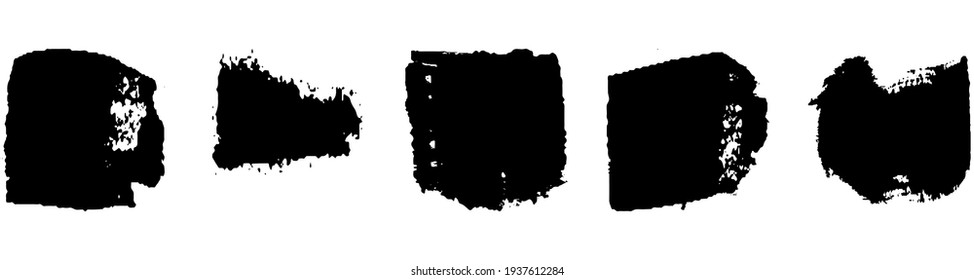 A set of grunge brushes. A collection of ink stains, smudges. Abstract paint strokes isolated on a white background