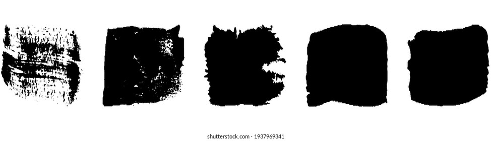 A set of grunge brushes. A collection of ink stains, smudges. Abstract paint strokes isolated on a white background