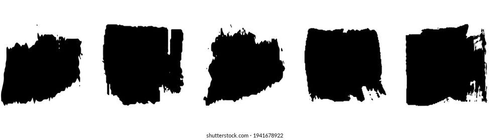 A set of grunge brushes. A collection of ink stains, smudges. Abstract paint strokes isolated on a white background